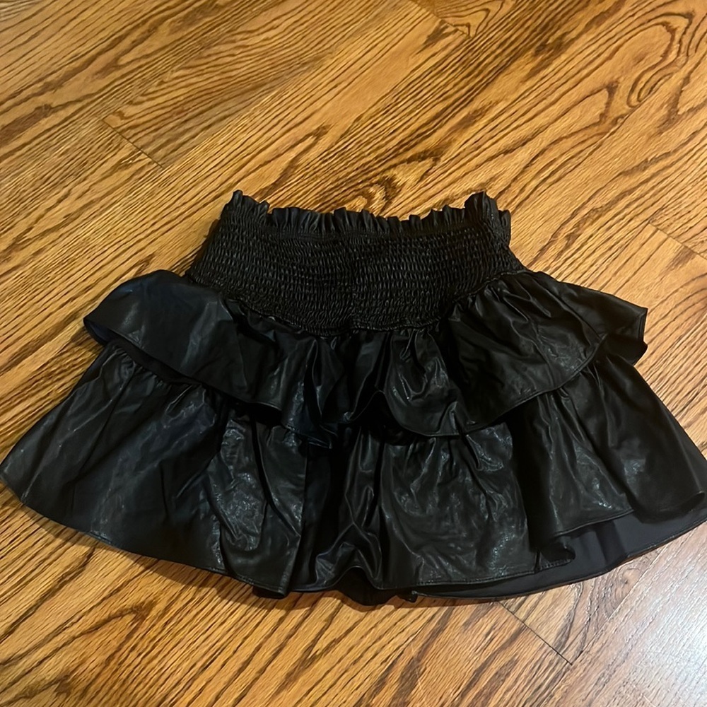 NWT Mustard Seed Woman’s Ruffle Hem Vegan Leather Skort Size S